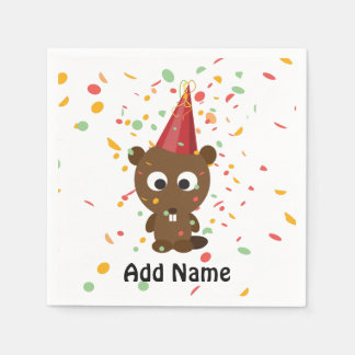 Cute Confetti Party Beaver Pappersservett
