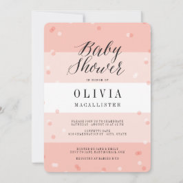 Cute Confetti Rosa Rand Girl Baby Shower Inbjudan