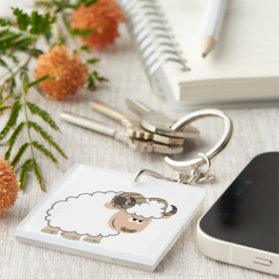 Cute Confident Tecknad Ram Acrylic Keychain