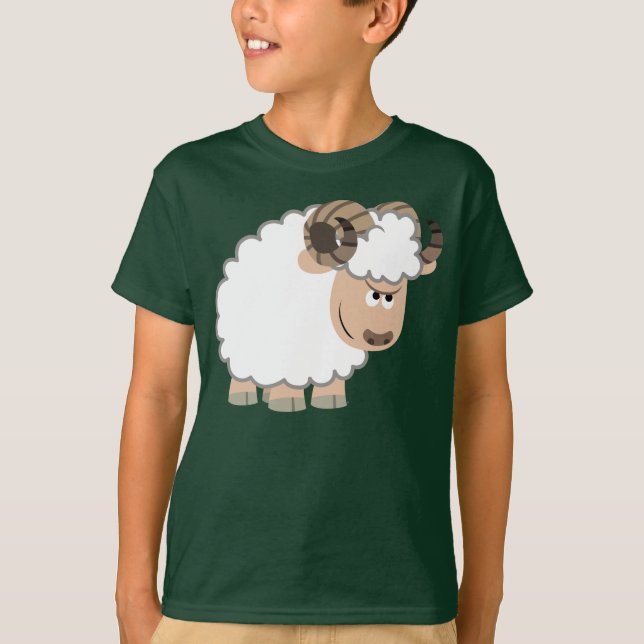 Cute Confident Tecknad Ram Children T-Shirt (Framsida)