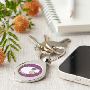 Cute Confident Tecknad Ram Metall Keychain Swirl Silverfärgad Nyckelring