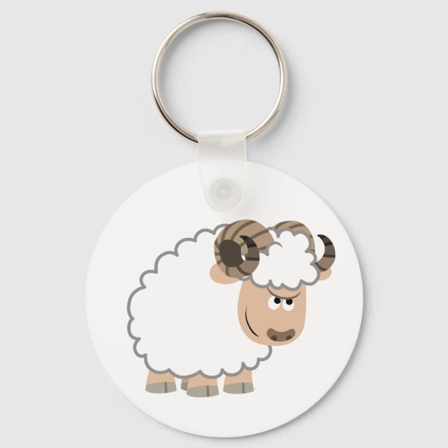 Cute Confient Tecknad Ram Keychain Nyckelring (Framsida)