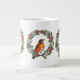 Cute Connecticut Bird With Kalmia latifolia Jumbo Mugg