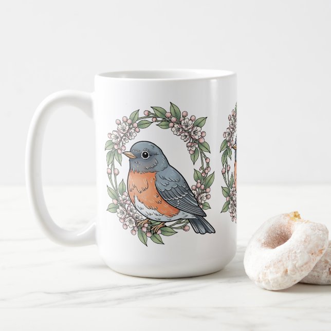 Cute Connecticut Bird With Mountain Laurel Kaffemugg (Med munk)