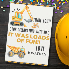 Cute Construction Birthday Boy Party Tack Kort