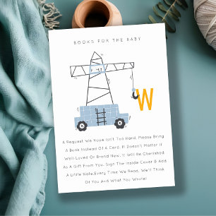 Cute Construction Crane Bokar for Baby Shower Tilläggskort