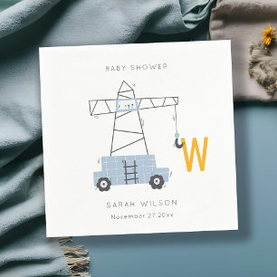 Cute Construction Crane Boy's Urban Baby Shower Pappersservett