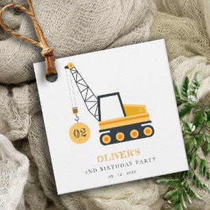 Cute Construction Crane Fordon, oavsett ålder Gåvor Etiketter