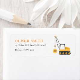 Cute Construction Crane Fordon, oavsett ålder Returadress Etikett