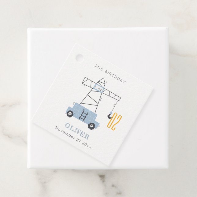 Cute Construction Crane Kids any age Birday Gåvor Etiketter (På plats)