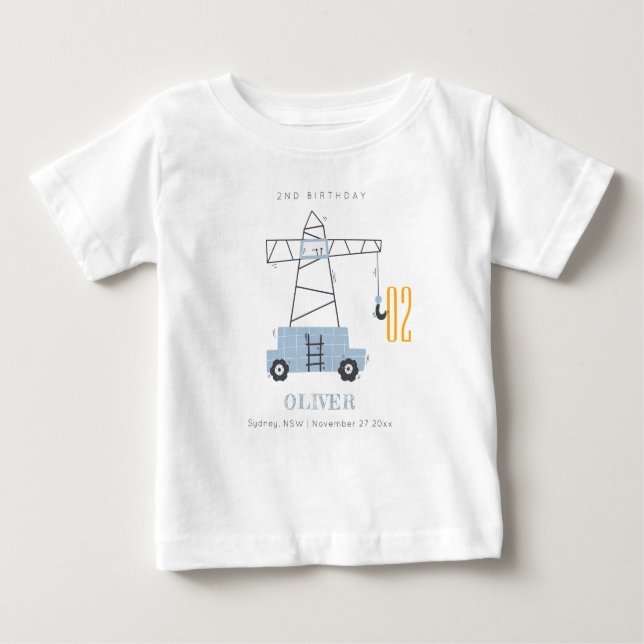 Cute Construction Crane oavsett ålder T Shirt (Framsida)