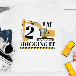 Cute Construction Digger Lastbil 2:a födelsedag Pa T Shirt