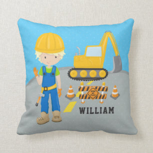 Cute Construction Excavator Fordon Lastbil Road Bo Kudde