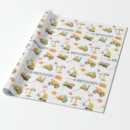 Cute Construction Fordon Boy Birthday Presentpapper