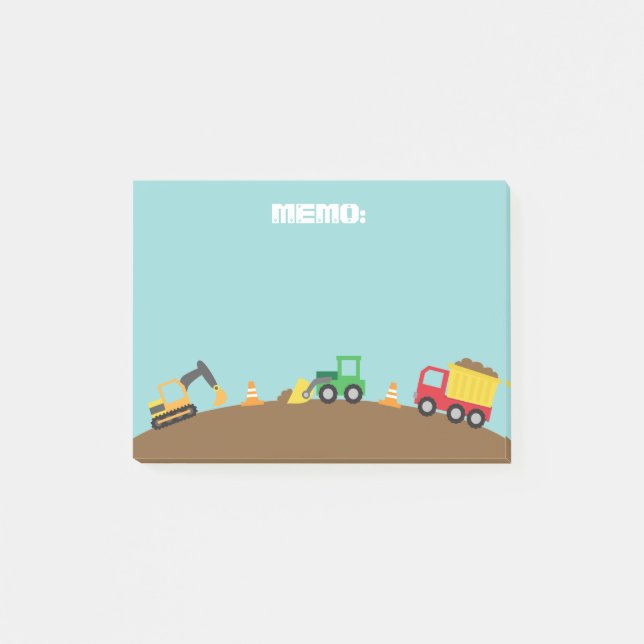 Cute Construction Fordon for Boys Post-it Block (Framsida)