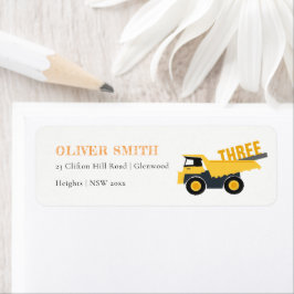 Cute Construction Lastbil, alla åldrar Födelsedag Returadress Etikett