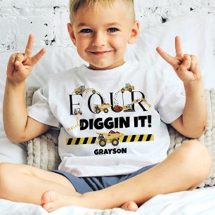 Cute Construction Lastbil Boy 4e födelsedagen T Shirt