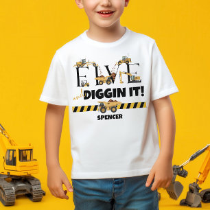 Cute Construction Lastbil Boy 5:e födelsedag T Shirt