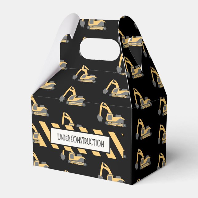 Cute Construction Lastbil Mönster Birthday Presentaskar (Framsidan Sidan)