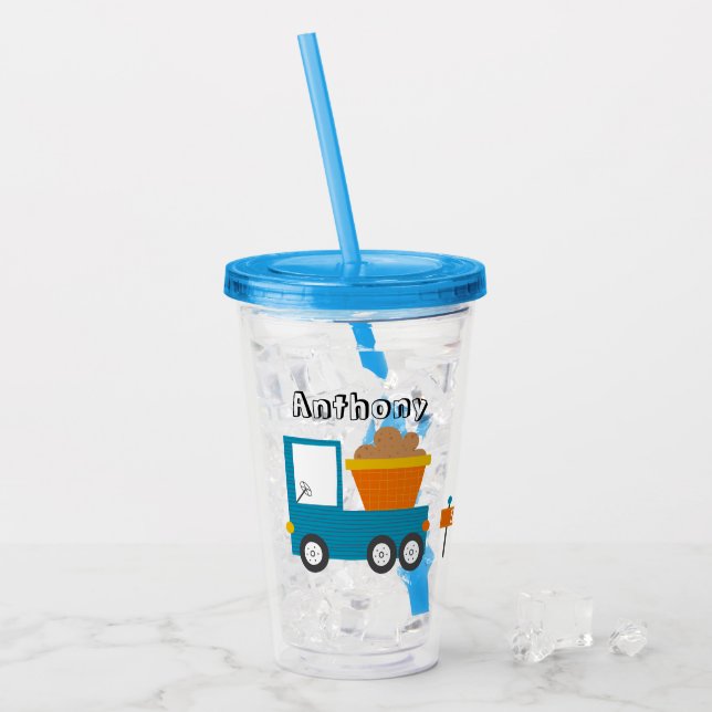 Cute Construction Lastbil Namn Boys Take Away Mugg (Framsida Ice)
