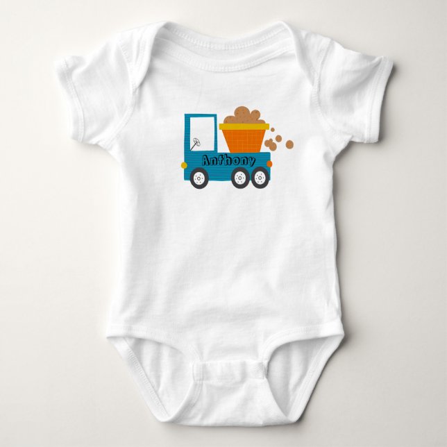 Cute Construction Lastbil Namn Pojke T Shirt (Framsida)