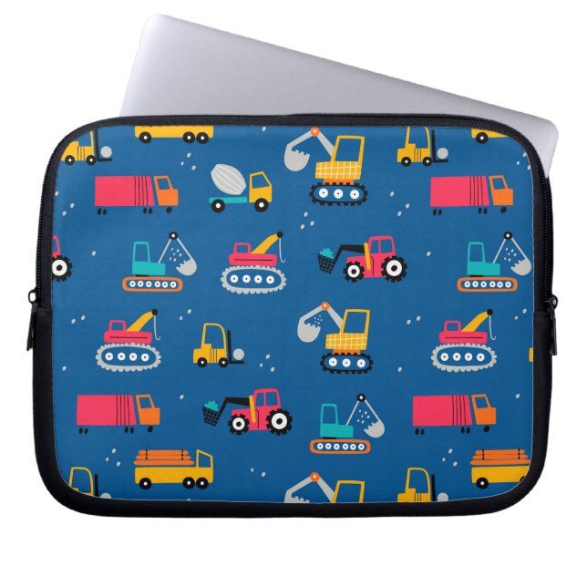 Cute Construction Movers Mönster Laptop Fodral (Framsidan)