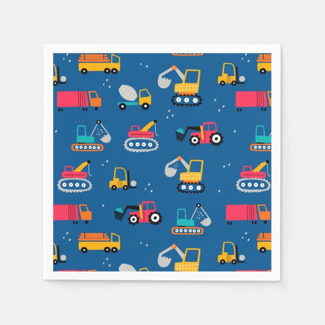 Cute Construction Movers Mönster Pappersservett (Framsidan)