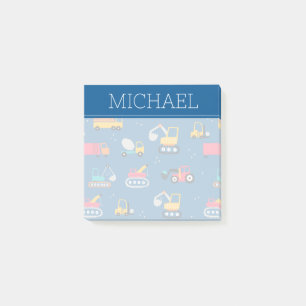Cute Construction Movers Mönster Post-it Block