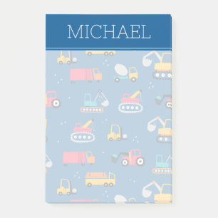 Cute Construction Movers Mönster Post-it Block