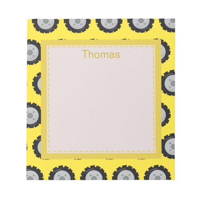 Cute Construction Thated Hjul Anteckningsblock (Framsida)