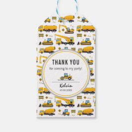 Cute Construction Thees Kids Party Tack Presentetikett