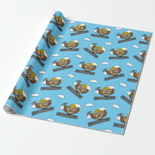 Cute Construction Worker Uggla med hård Tecknad Presentpapper