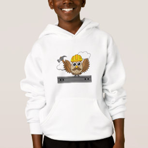 Cute Construction Worker Uggla med hård Tecknad T Shirt