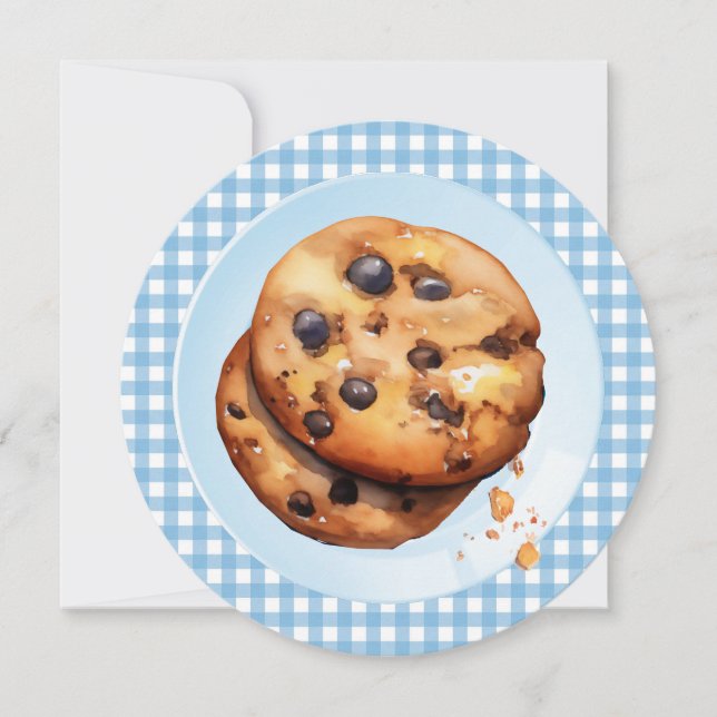 Cute Cookie är på väg som Blue Baby Shower Inbjudningar (Framsida)