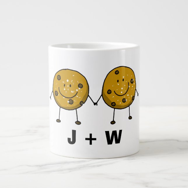 Cute Cookie-par för eget namn Jumbo Mugg (Framsidan)