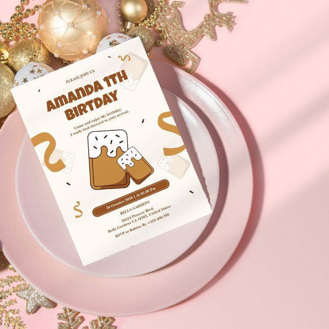 Cute Cookie-temat 1:a födelsedagsinbjudan Inbjudningar (Skapare uppladdad)