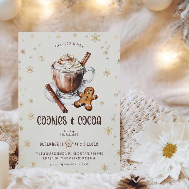 Cute Cookies och Cocoa-julen Party Inbjudningar (Skapare uppladdad)