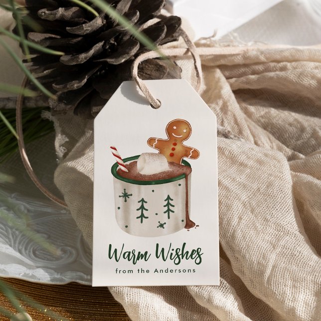 Cute Cookies och Cocoa Warm Önskemål Helgdag Presentetikett (Skapare uppladdad)