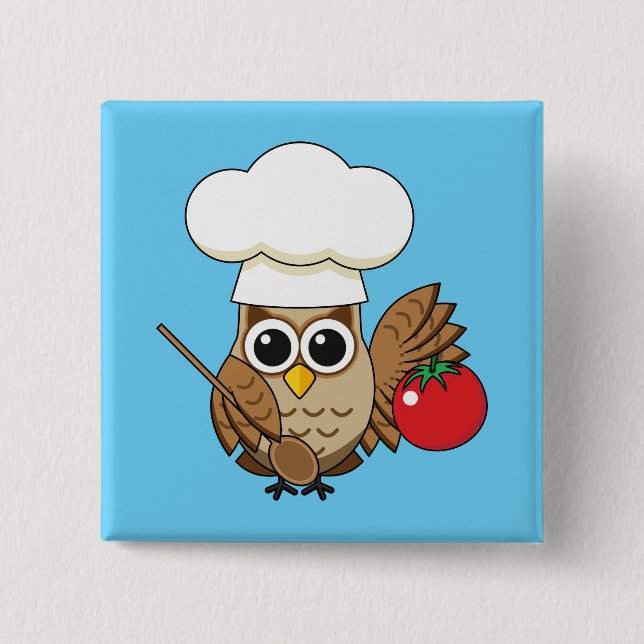 Cute Cooking Uggla Tecknad Knapp (Framsida)