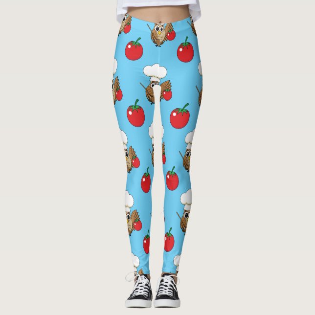 Cute Cooking Uggla Tecknad Leggings (Framsida)