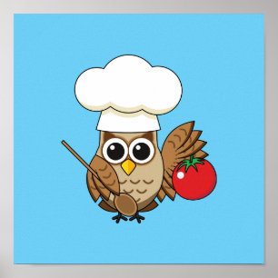 Cute Cooking Uggla Tecknad Poster