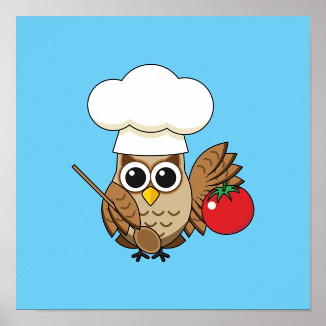 Cute Cooking Uggla Tecknad Poster (Framsidan)