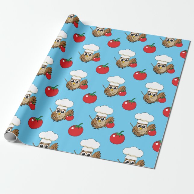 Cute Cooking Uggla Tecknad Presentpapper (Utrullad)