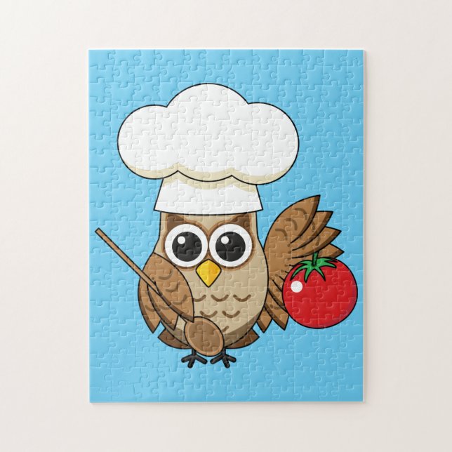 Cute Cooking Uggla Tecknad Pussel (Vertikal)