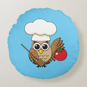 Cute Cooking Uggla Tecknad Rund Kudde