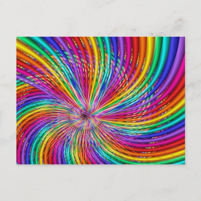 Cute Coola Abstrakt Mönster ’Rainbow Swirl’ Vykort (Framsida)