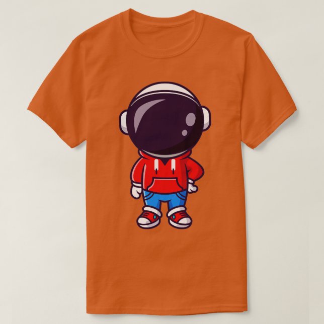 Cute Coola astronaut med Jacka och Jeans Tecknad T Shirt (Design framsida)