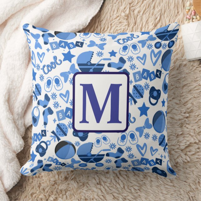 Cute coola blue Pojke Nursery personlig Kudde (Filt)