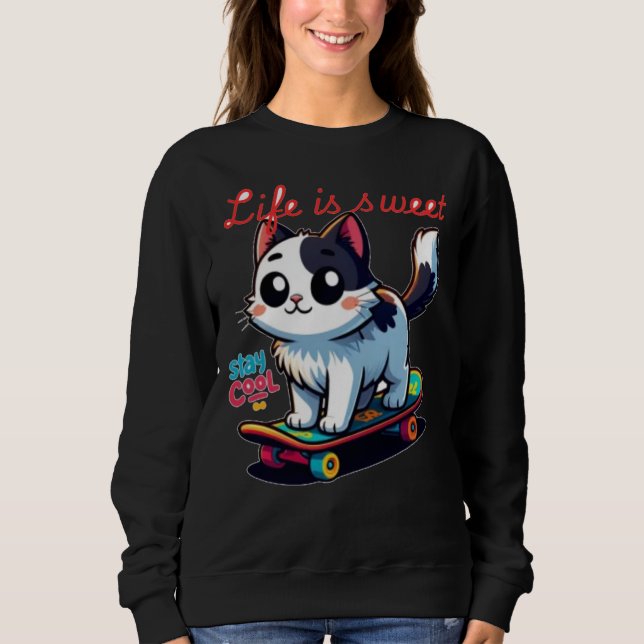 Cute Coola Cat T-Shirt (Framsida)