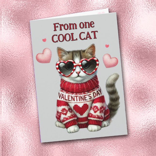 Cute Coola Cats Valentine Card Helgkort (Skapare uppladdad)